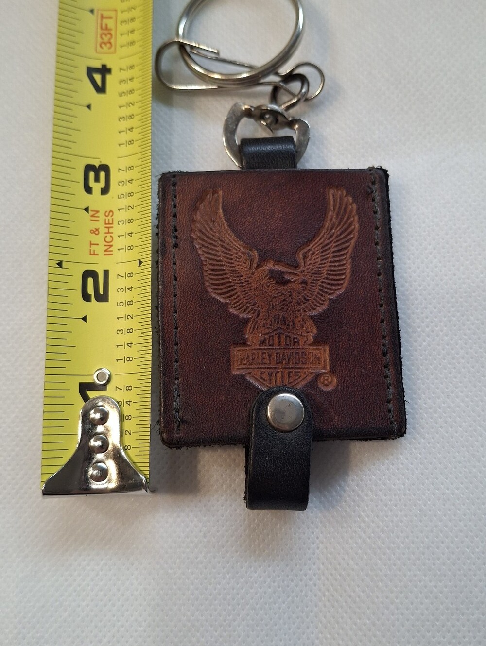 Vintage Harley-Davidson Brown Leather Eagle Keychain